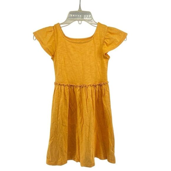 Cat & Jack Toddler Girls Mustard Yellow Flutter Sleeve Cotton Dress Size 5T - Picture 2 of 10